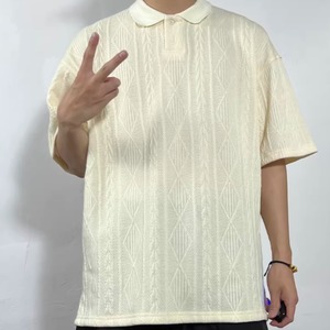 テクスチャーニット半袖ポロシャツ　0754