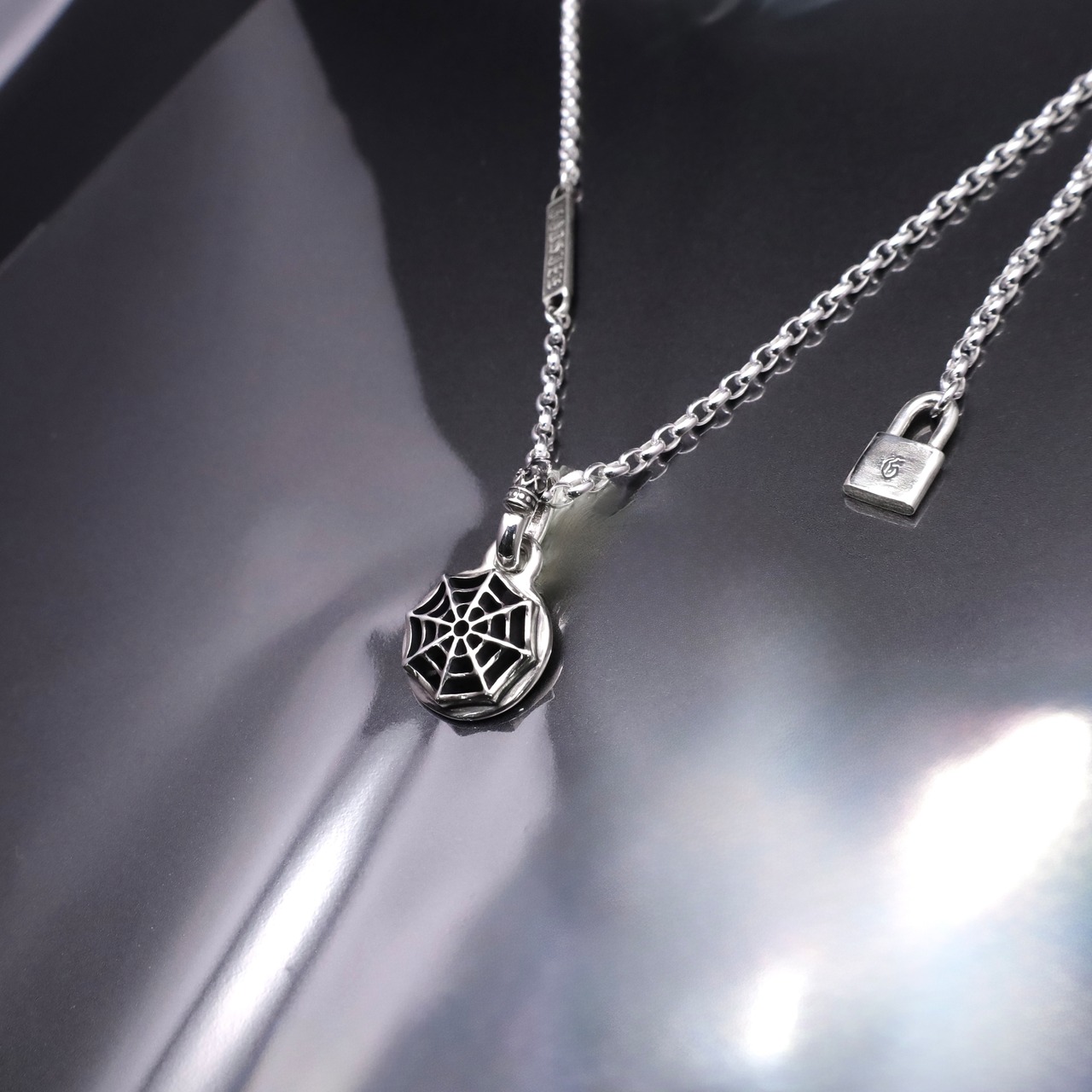 SPIDER WEB NECKLACE #1 with GODSIZE® I.D. TAG / スパイダーウェブ ゴッドサイズ® I.D.タグネックレス