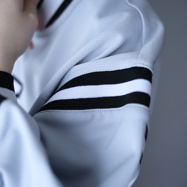 "FILA" knit rib switching design half-zip h/s pullover