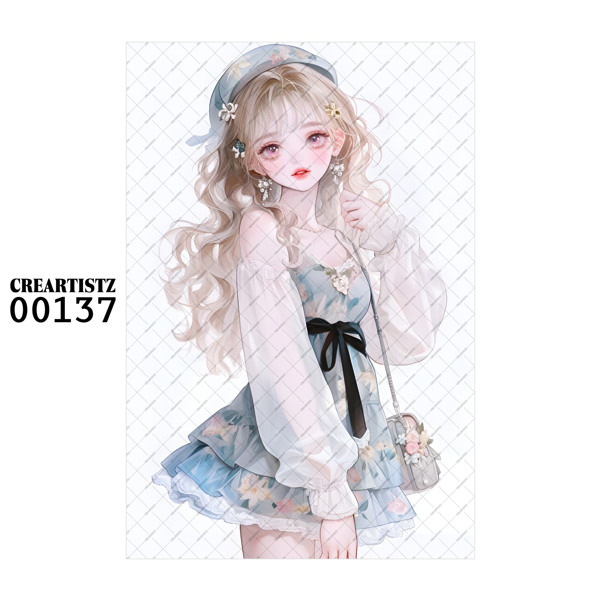 00137 ガール キュート オリジナル ペーパー/ステッカー 4枚セット CREARTISTZ