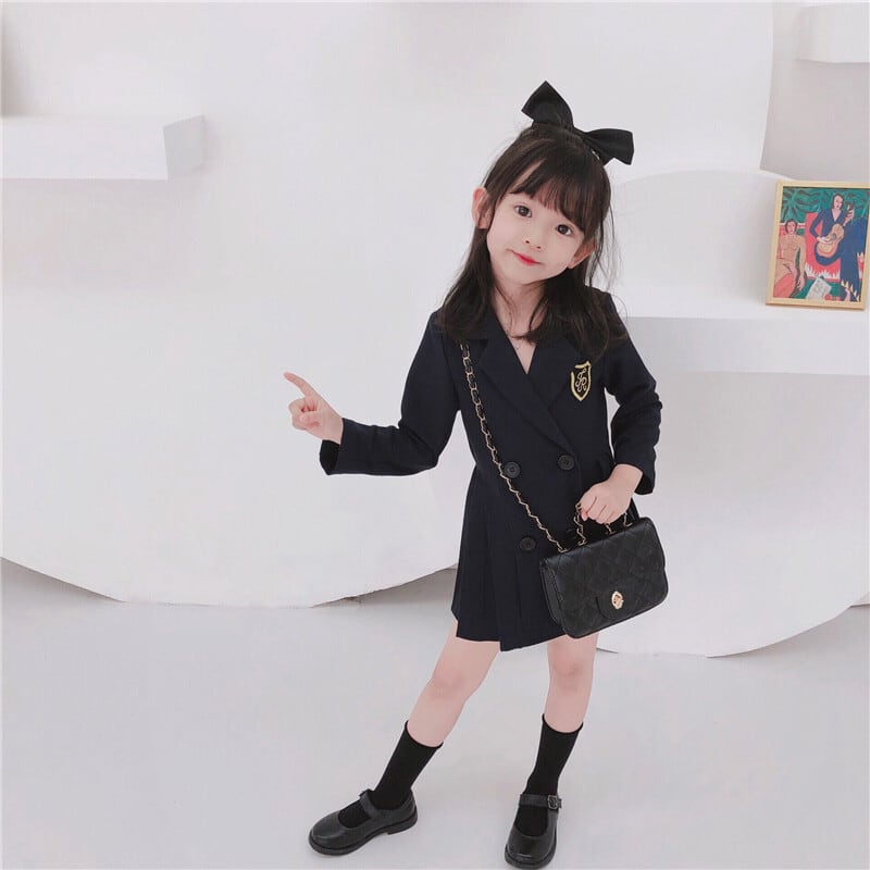 韓国子供服 キッズ ダブルボタンフォーマルワンピース フォーマルドレス 女の子 キッズ フォーマル ワンピース 90 100 110 1 130 140 150 160cm グレー ネイビー 発表会 結婚式 入学式 卒業式 卒園式 入園式 七五三 韓国レディース キッズファッション