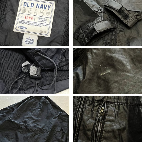 1点物◇GAP系オールドネイビー黒ナイロンジャケット中古ビッグサイズ