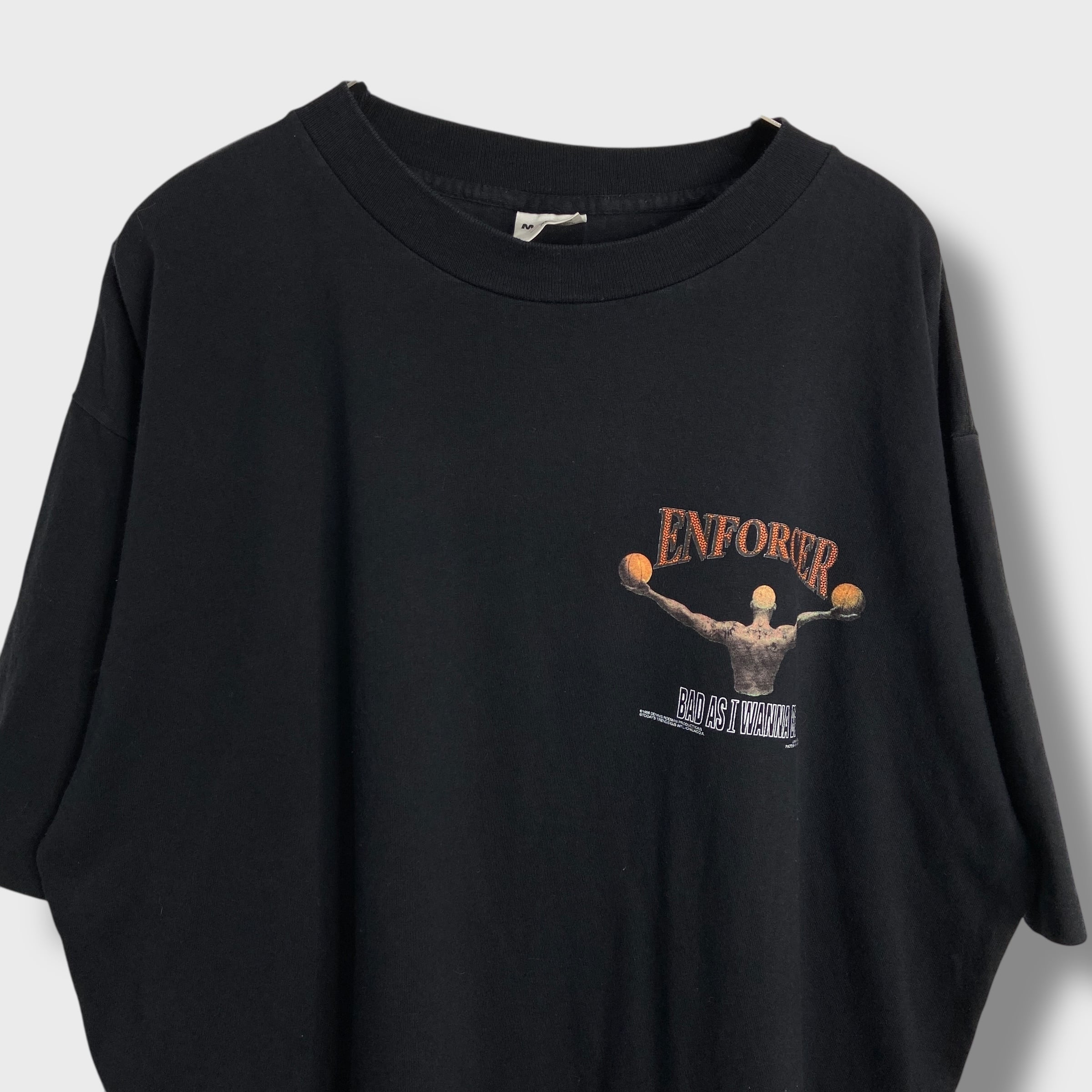 90s USA デニスロッドマン NBA ブルズ 両面プリントTシャツ 黒 XL