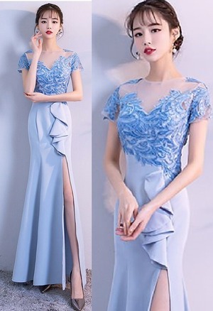 ★★送料無料★M(9号)☆スリットがセクシーなロングドレス(OPN3826)