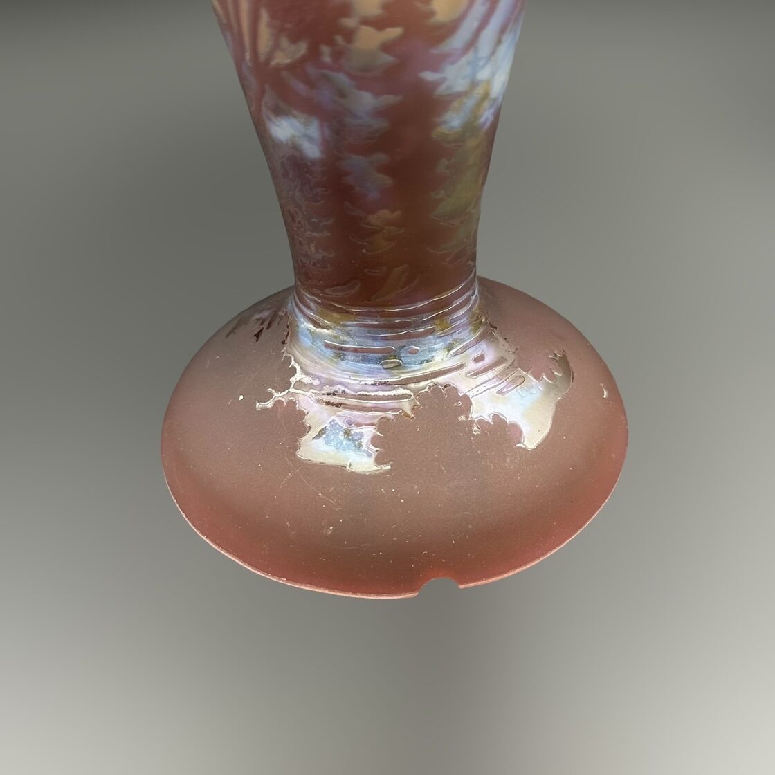 証明書】 エミールガレ 2灯 山景文 カメオ彫り 被せガラス 高さ32cm  