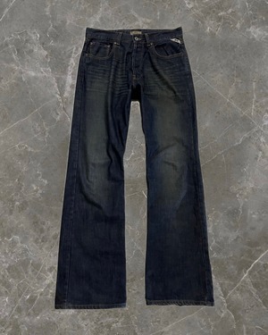 dirt processing straight denim pants