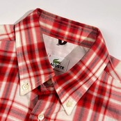 LACOSTE ラコステ チェック柄 BD ボタンダウン 長袖シャツ 3/レッド系 メンズ