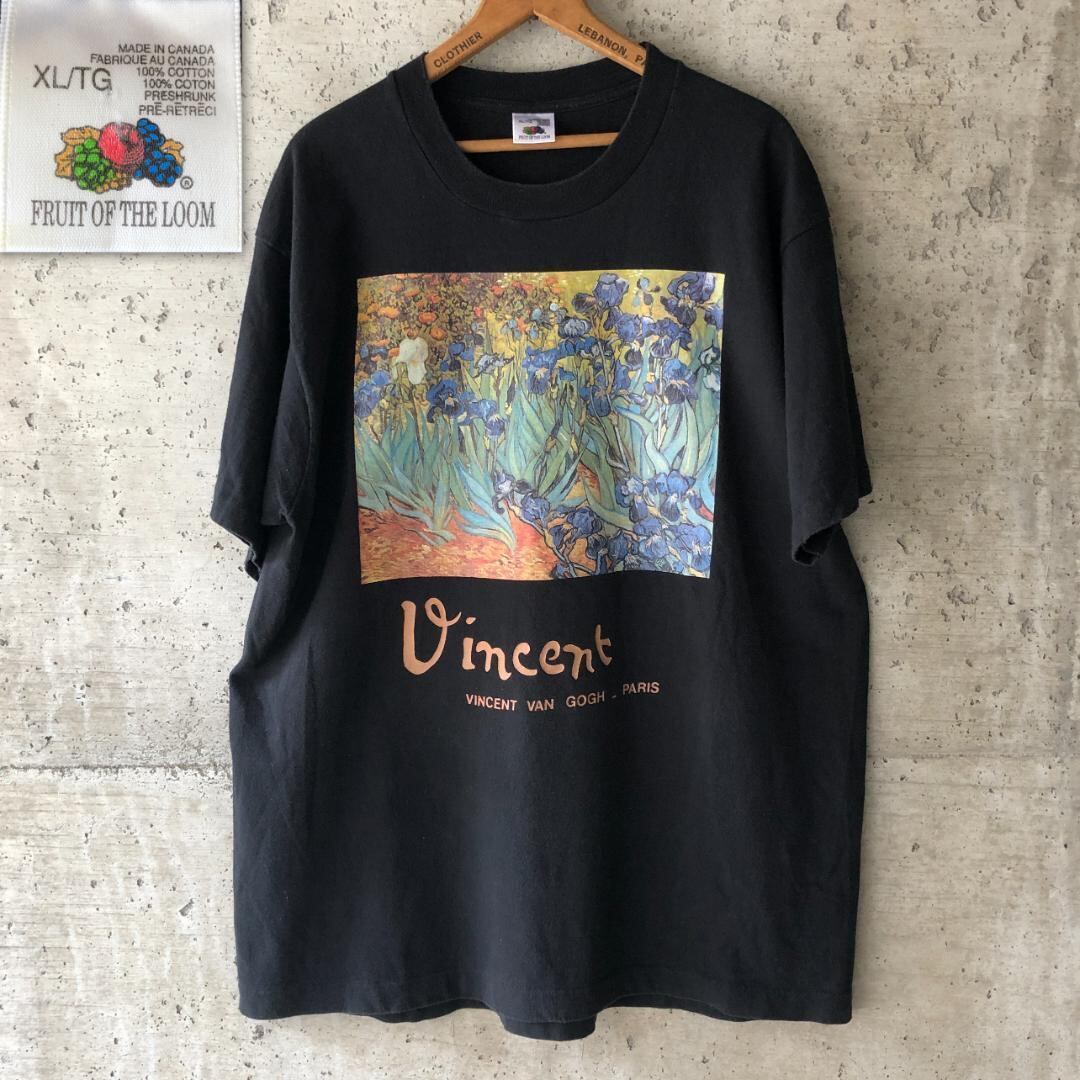90s ヴィンテージ ゴッホ アート Tシャツ アイリス van gogh 黒 