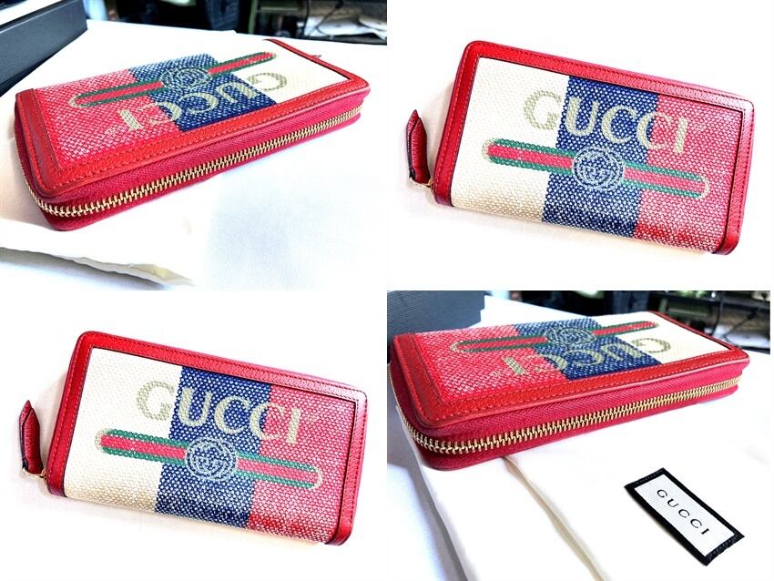 美品 GUCCI 新作 コレクション グッチ プリント ジップアラウンド