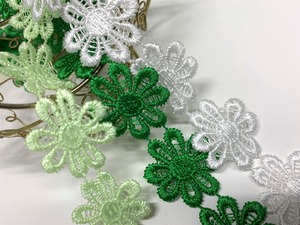 【在庫処分】お花のレース 3M 幅2.5cm レース リボン ケミカルレース モチーフ ハンドメイド リメイク 布 生地 ハギレ (mix-p)