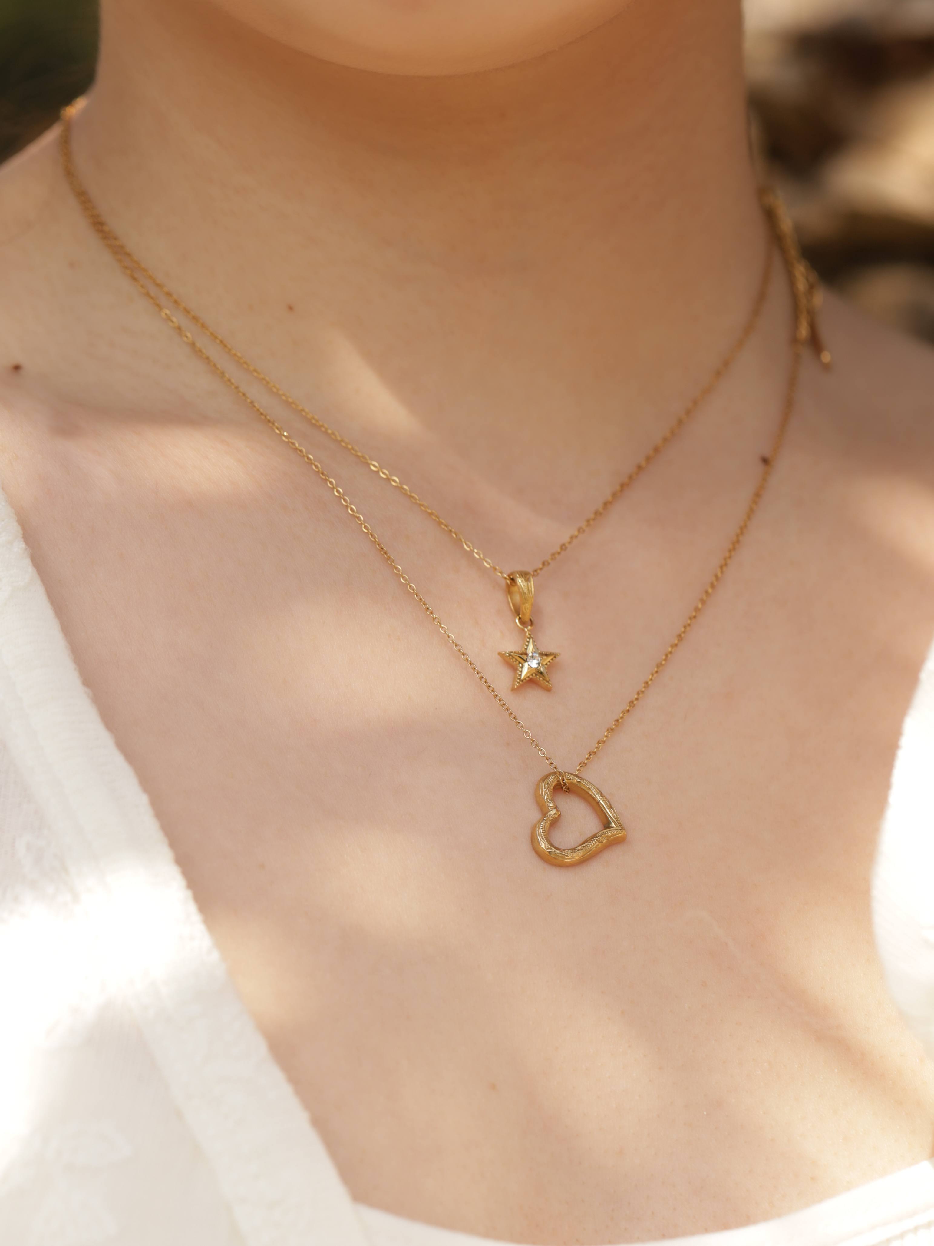 316L hawaiian open heart necklace #n09 | rani