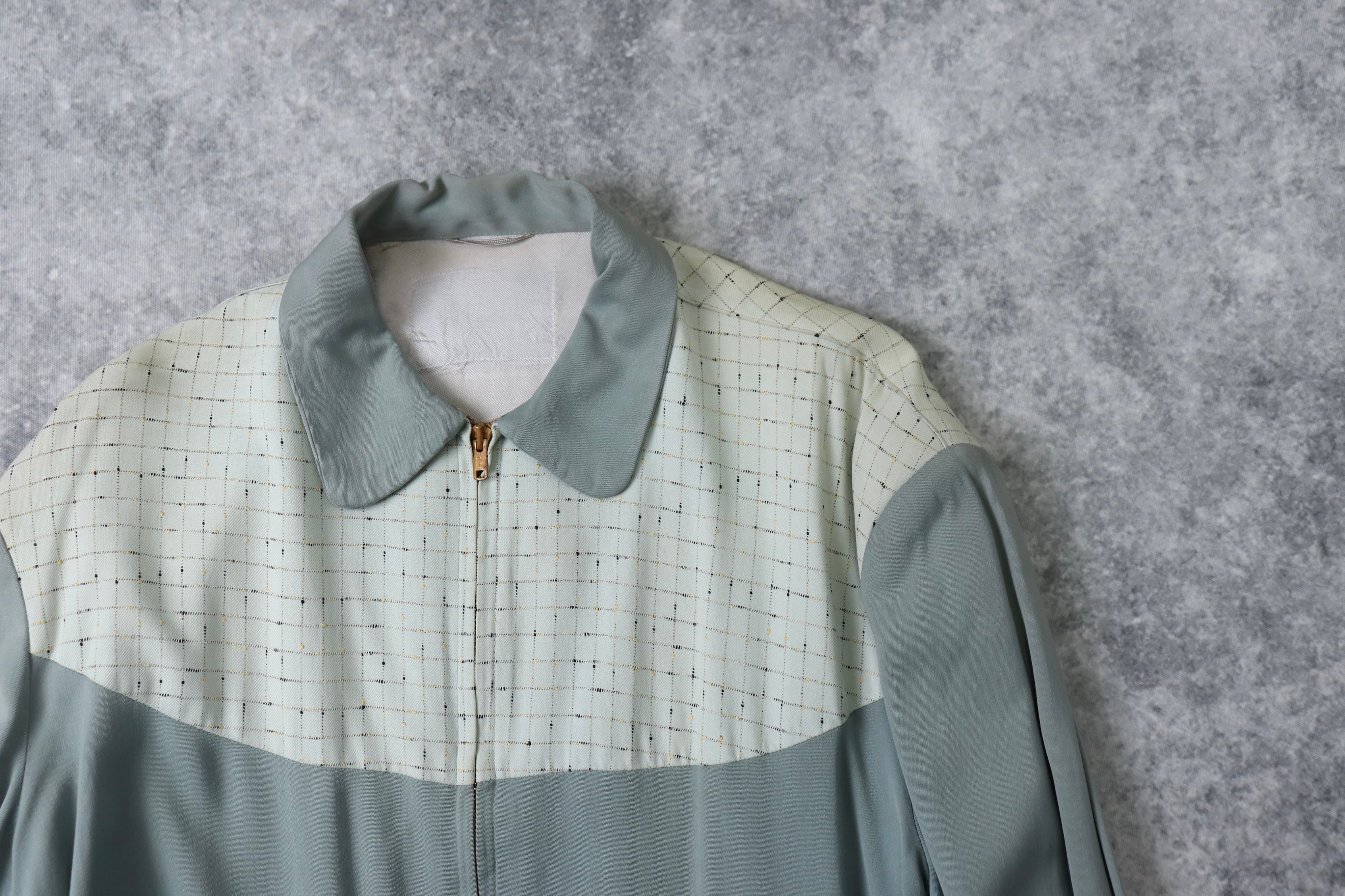 50年代　ギャバジンジャケット　ギャバジャン　格子柄　切り替え　メンズM〜L ヴィンテージ　A395 | ROGER'S used clothing  - ロジャース - powered by BASE