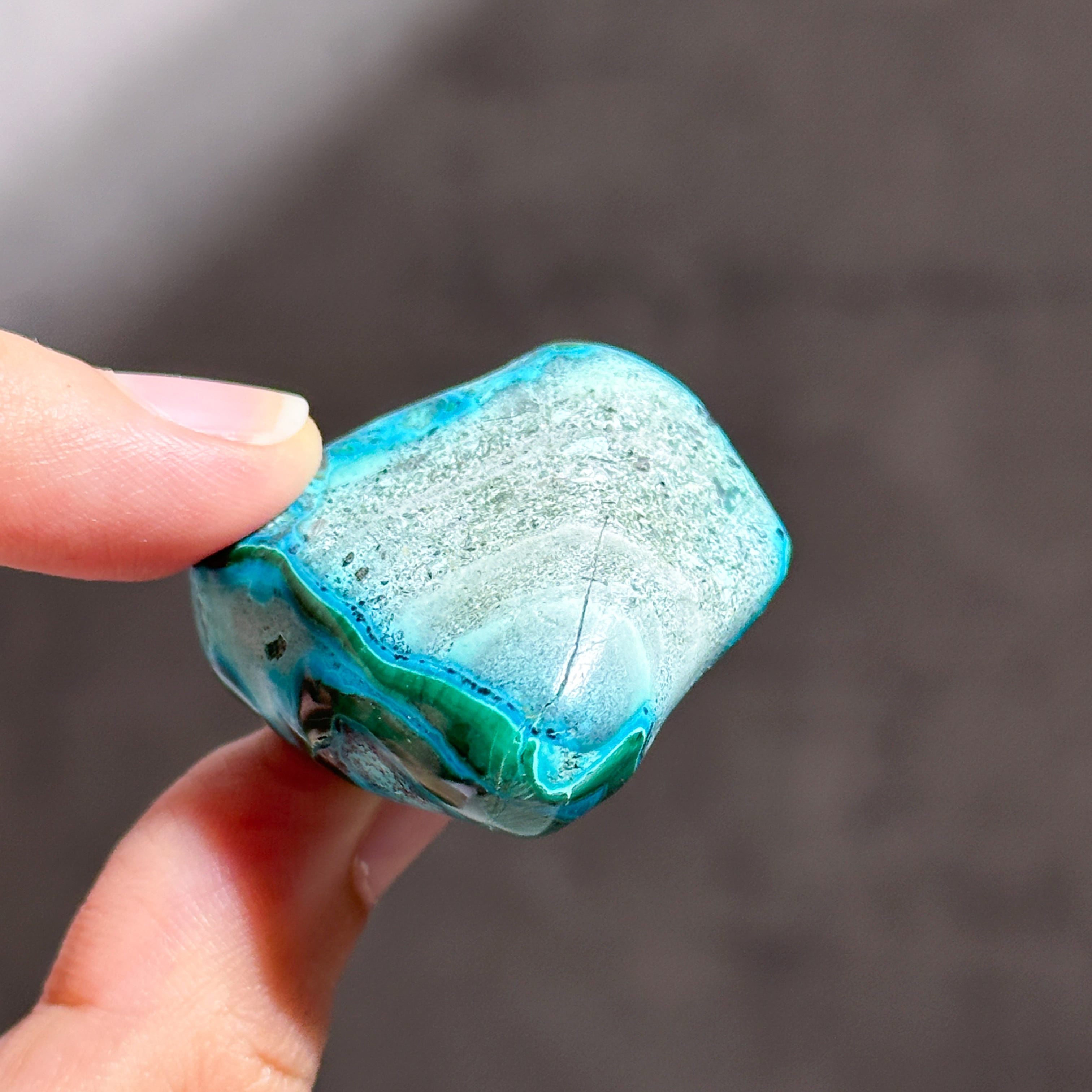 マラカイト with クリソコラ（マラコラ） タンブル43◇ Malachite with