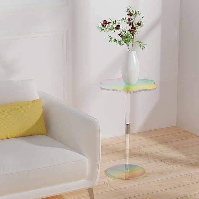 サイドテーブル クリア 花びら 天板 スリム おしゃれ かわいい インテリア 北欧 モダン オーロラ コーヒーテーブル オフィス カフェ