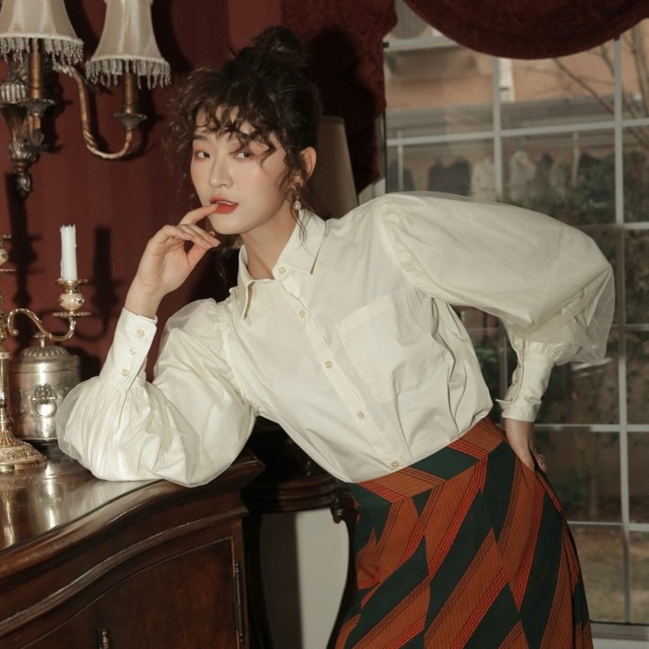 Retro chiffon sleeve shirt