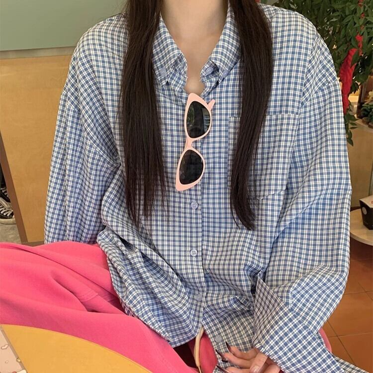 長袖シャツ レディース ギンガムチェック 総柄 羽織 開襟 日焼け 長袖シャツ レディース ギンガムチェック 総柄 羽織 開襟 日焼け