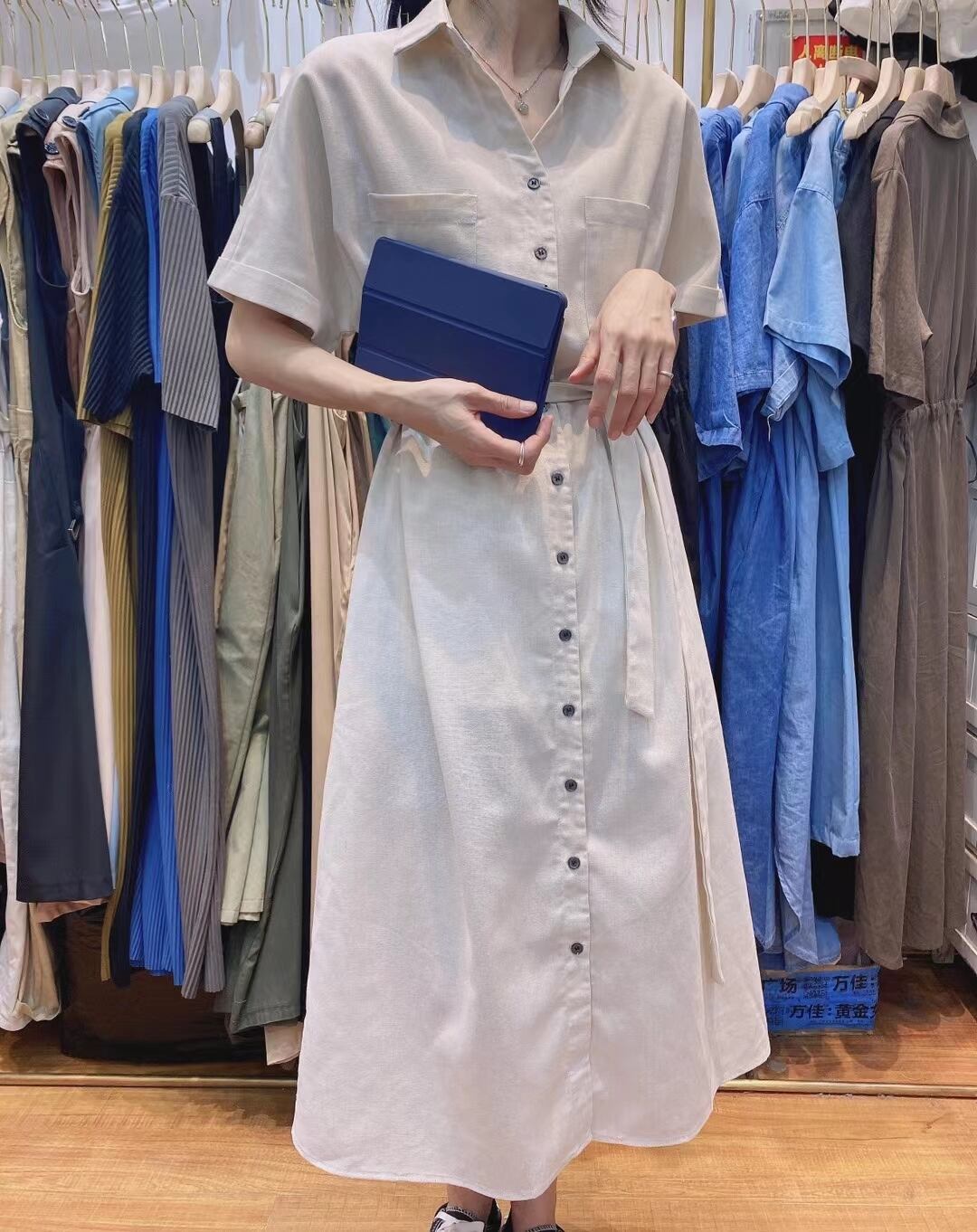 シンプルシャツワンピース　AJ33167-6162