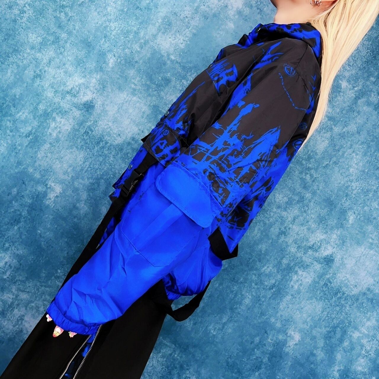 CROSS STRAP防寒フランネル生地OUTER【BLUE×BLACK】 | NIER CLOTHING