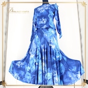 社交ダンス 衣装 スタンダード 上下セット ツーピース パーティ衣装 女性用 レディース オールシーズン 青 threering ブルー系 長袖 ラインストーン フラワー デザイン ファッション 伸縮性 ポリエステル ポリウレタン 使用 感動的 ディスコドルミ ルームランナー 季節問わず 軽やか おしゃれ お出かけ演出 パフォーマンス発表会 社交的 ステージ衣装 レディース服 トレンド 体型カバー おすすめ