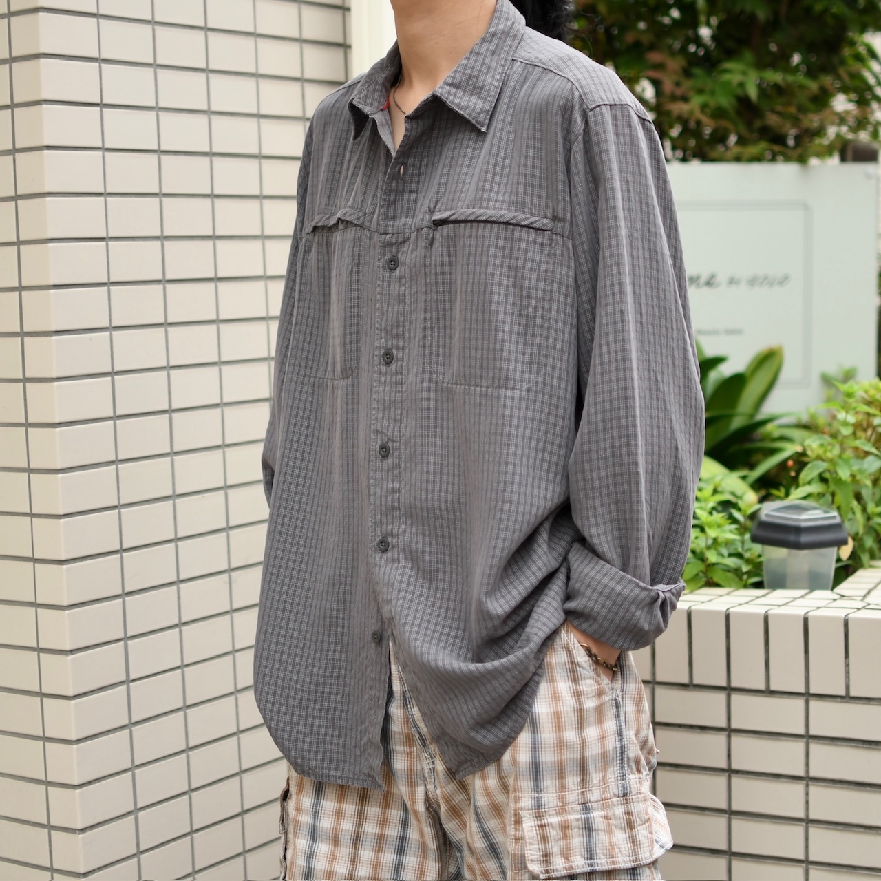 THE NORTH FACE rayon blend check shirt