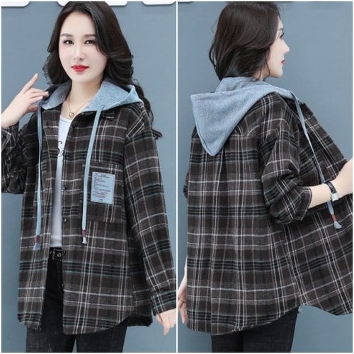 シャツ 長袖 チェックフード付きシャツ カジュアルコーデ スタイリング 春 夏 秋 チェック フード付き 2WAY 羽織り 可愛い ゆったり チェックシャツ レディース ジャケット 格子