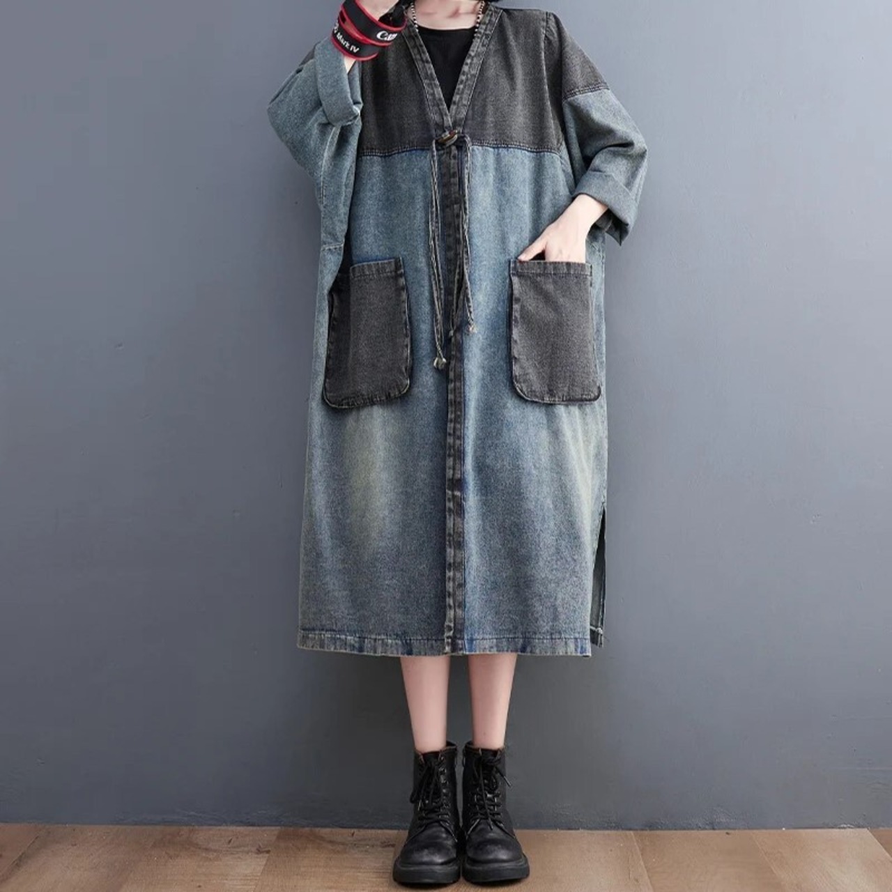 Two Color Denim Long Coat / ツーカラー デニム ロング コート