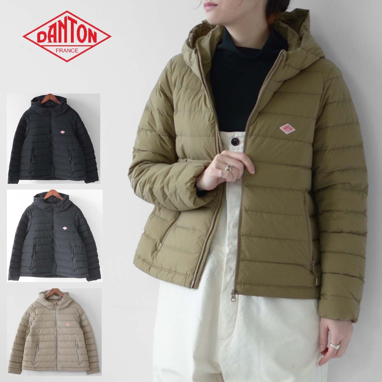 DANTON [ダントン] W MIDDLE DOWN HOODED JACKET [dt-a0186nps]  ミドルダウンフーデットジャケット・ストレッチナイロン・ダウンジャケット・フード付きダウン・綺麗めダウン・綺麗めアウター・アウター・ウィンタージャケット・LADY'S  [2022AW] | ...