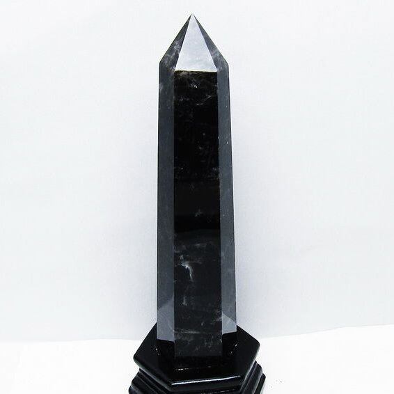 モリオン 黒水晶 六角柱 台座付属 一点物 152-4051