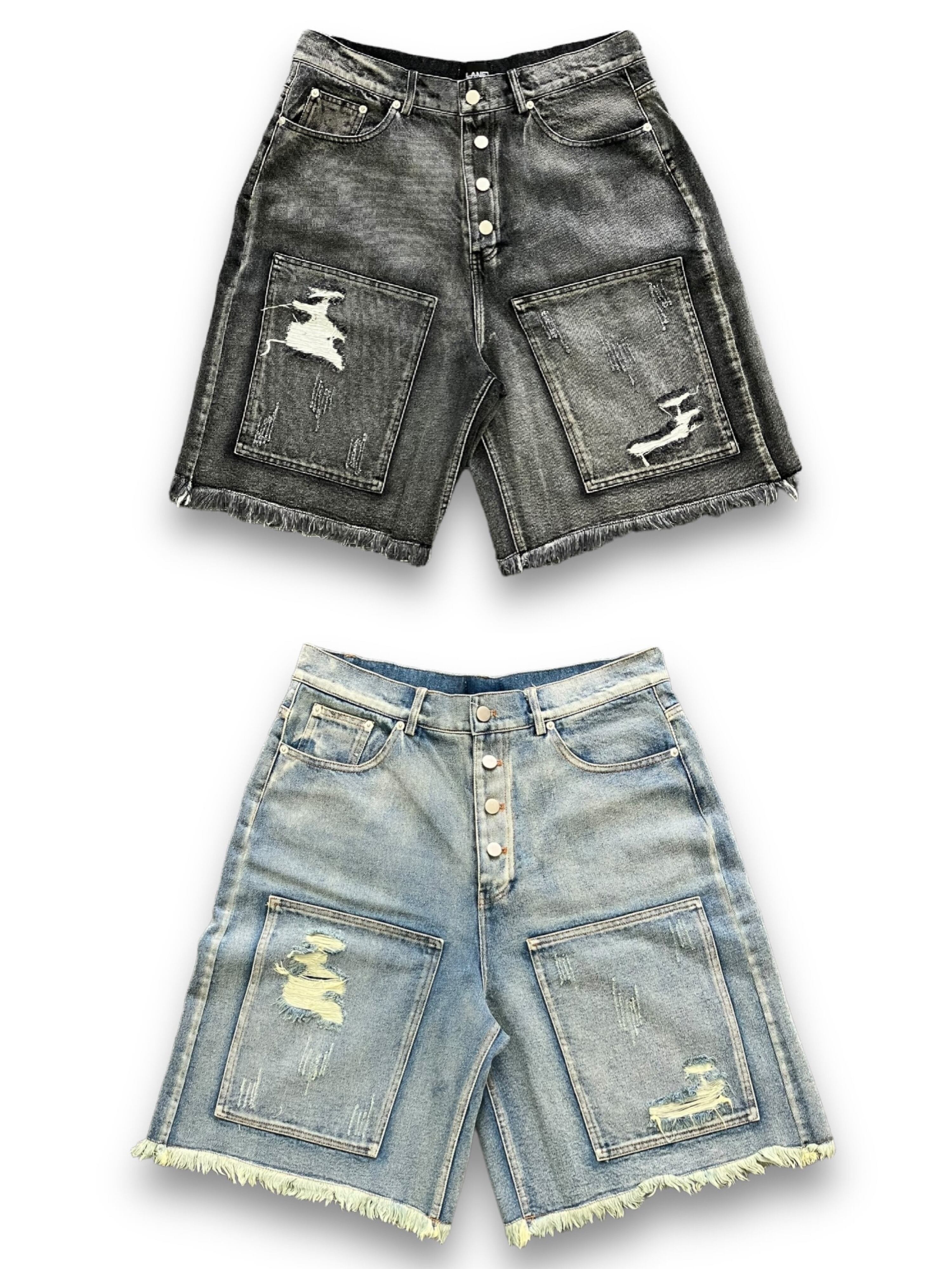 【PLANET STUDIO】Crash Denim Harf Pants(2color)