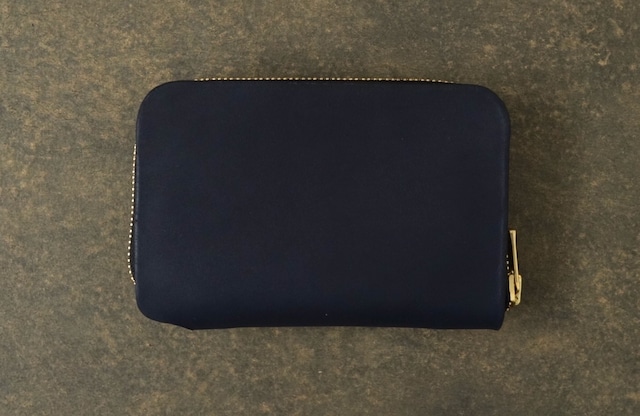 NAGI round zip wallet MID フランスヌメ ネイビー