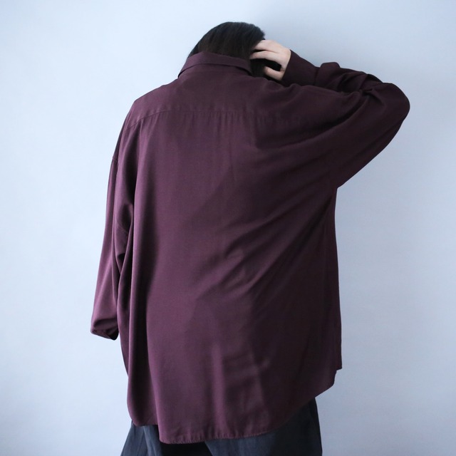 "刺繍" bordeaux one-tone design fry-front minimal shirt