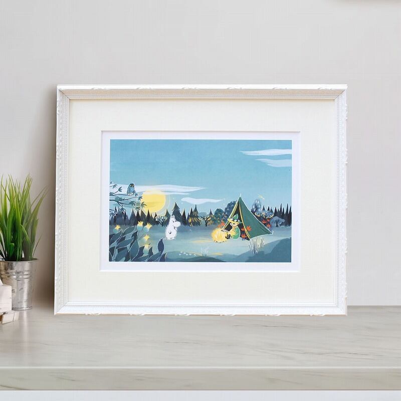 ムーミン 北欧 Postery「ムーミン 夜のキャンプファイア」送料無料 フレーム 展示用フック付アートポスター 絵画 インテリア アート
