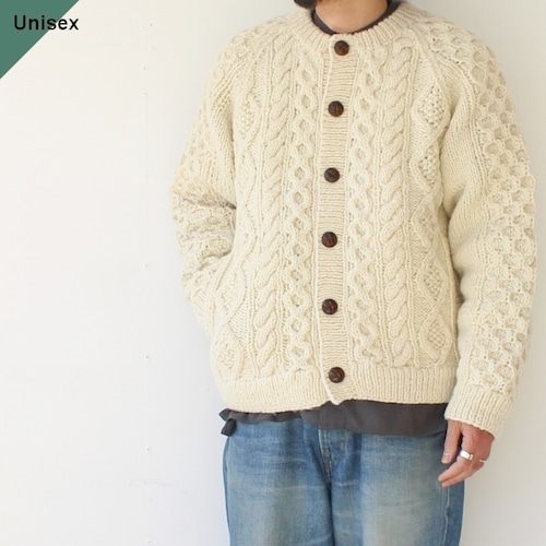 HARVESTY  ハンドニットカーディガン Cable Knit Cardigan / A62201　（Off white）