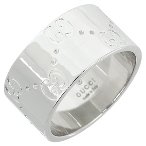 Used GUCCI グッチ アイコン ワイド リング GG K18WG 10号 8.1g 超美品