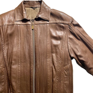 ZILLI pleats design leather drizzler jacket