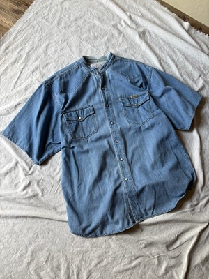 “WRANGLER” Band collar denim shirt