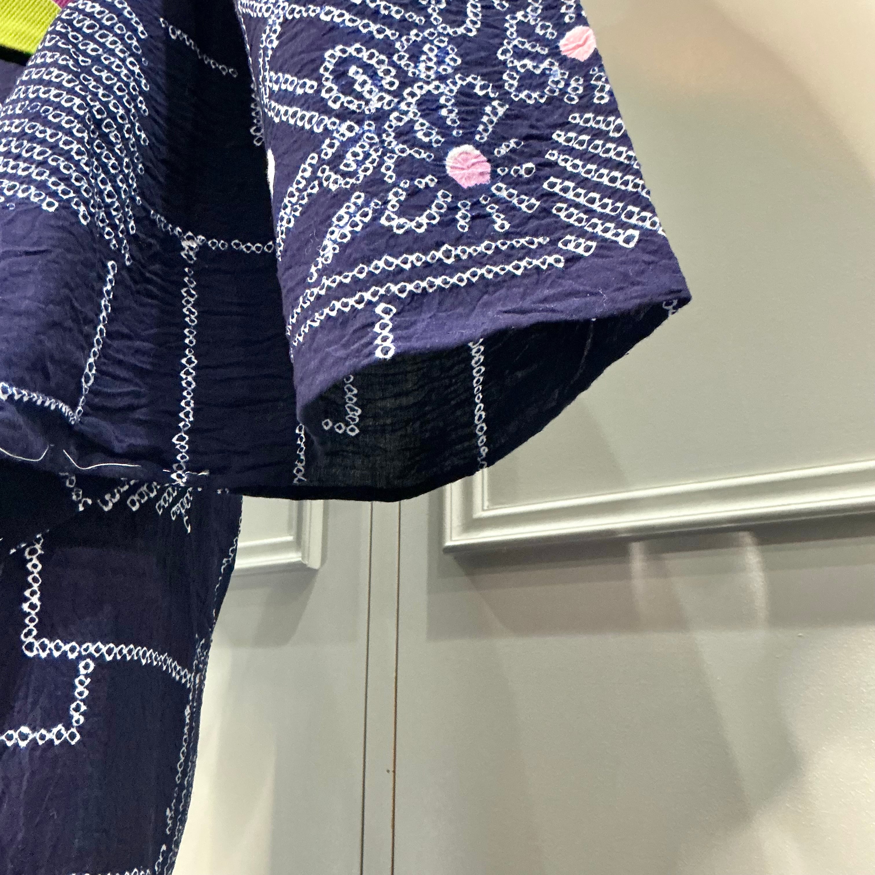 Navy Retro＊花 四角 ネイビー 紺 有松鳴海絞り浴衣 B715 | kimono tento