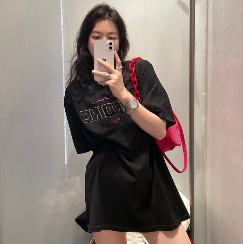 スタイルブラックTシャツ サマールーズレッドトップス ストリート かわいい 夏物 YY-ファッション60671037214