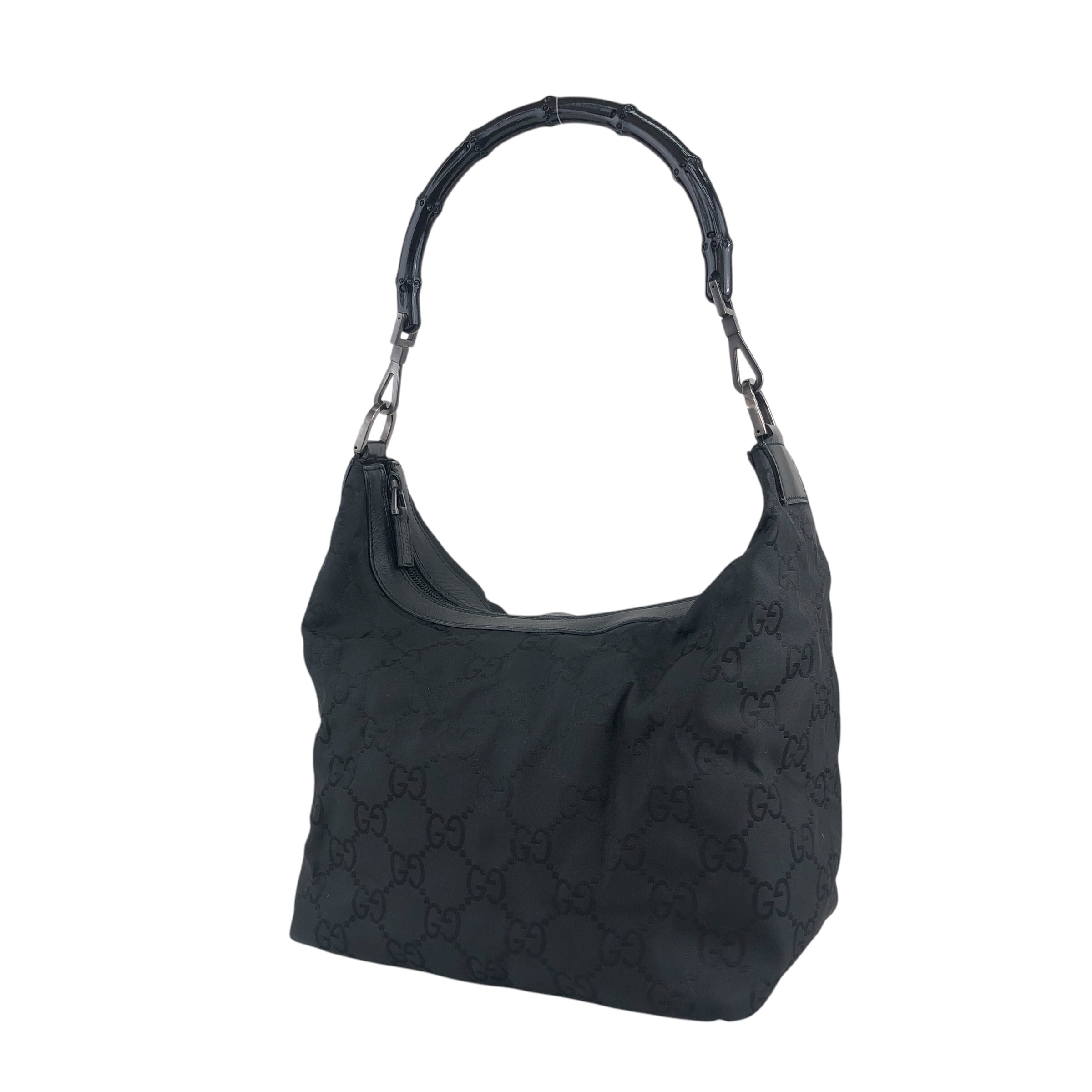 GUCCI グッチ GGキャンバス ショルダーバッグ ブラック バンブー