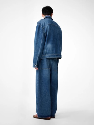 STUDIO NICHOLSON "PAOLO" DENIM PANT IN WORN WASH INDIGO