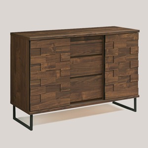 Jomsom ジョムソン 収納棚 木製 幅120 完成品 リビング収納 リビングボード ブラウン ナチュラル モダン 引き戸 スライド扉 棚 サイドボード キャビネット 引出し 収納 レール付き 国産 日本製 開梱設置 シンプル 木目 おしゃれ 大容量収納 kmm-0167