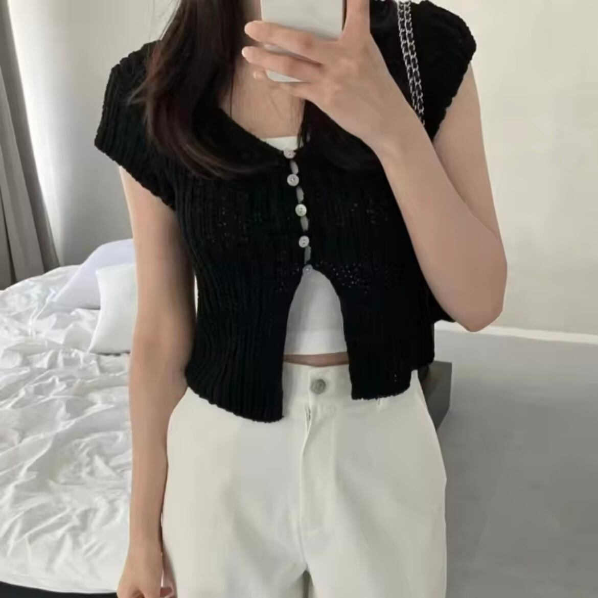 summer knit short sleeve tops