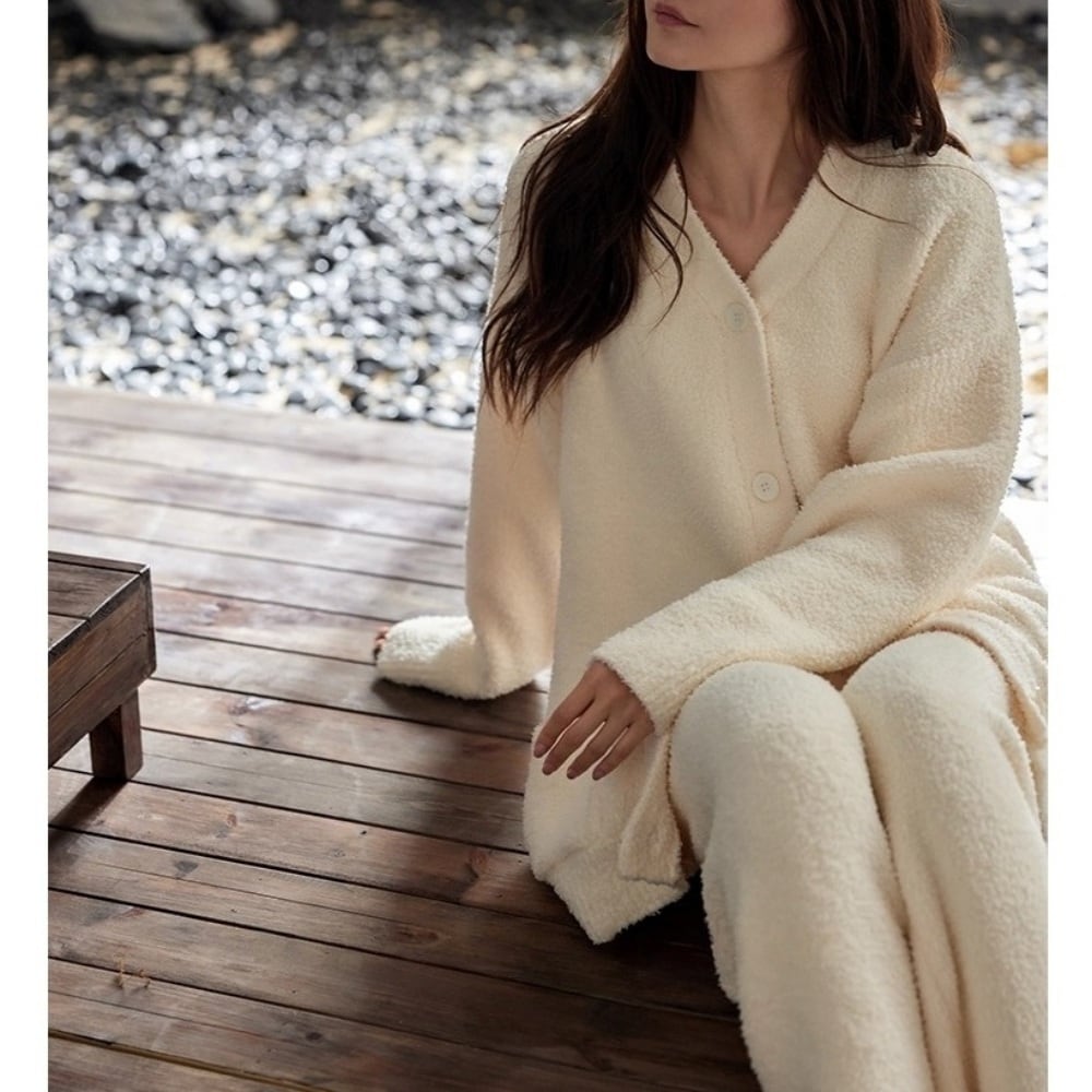 訳ありSALE【M-XL】half fleece simple design pajamas p1570