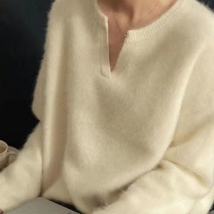 ニット トップス クロップド キーネック レディース 長袖 スリット ワイド モヘア 起毛 ふわふわ セーター 大人可愛い きれいめ 上品 エレガント ガーリー キュート レトロ マニッシュ ルーズ 大人女子 おしゃれ シンプル カジュアル 春 夏 秋 冬 二次会 オフィス 通勤 学生 通学 デート お出かけ パーティー イベント 女子会 体型カバー 普段使い 定番 トレンド ゆったり インスタ映え M L XL 2XL 3XL ブラック オフホワイト