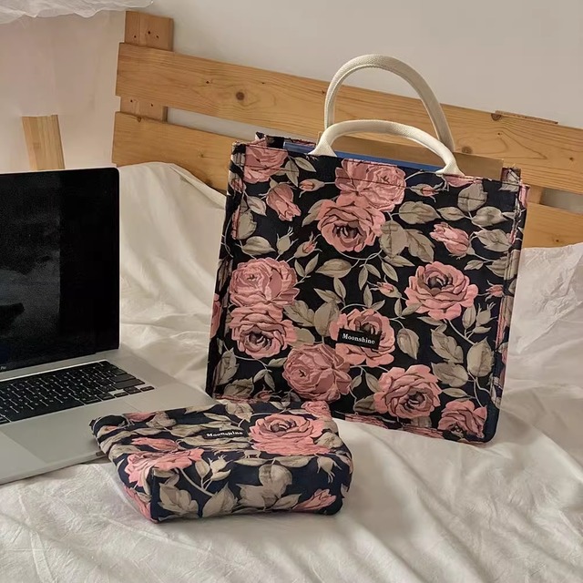 retro rose hand bag&pouch set(2color)＜b1708＞
