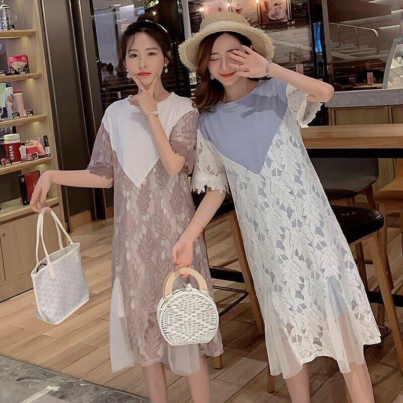 【新作】【送料無料】 2020年夏のマタニティ授乳ドレスレースパッチワークコットンジッパーフライ母乳育児ドレス甘い産後の女性の看護ドレス 大人ガーリー スウィート キュート カジュアル サマー 夏物 AL expec357797878348