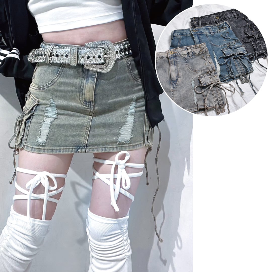 【新作】コードレースアップデニムスカート