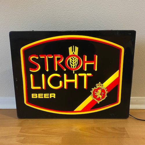 #1106【1980年代】 アメリカ ビンテージ ビールサイン ライト Stroh light beer ウォールデコ
