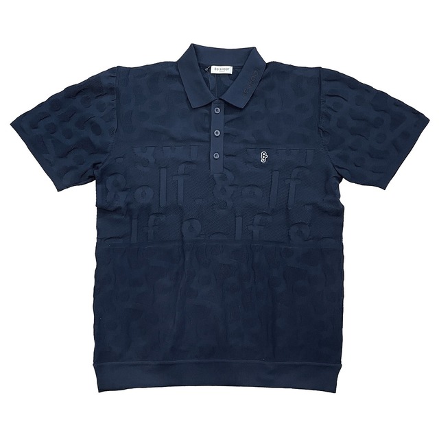 LOGO JACQUARD KNIT POLO -NAVY-