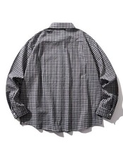 チェック柄ボタンフロント長袖シャツ S0652